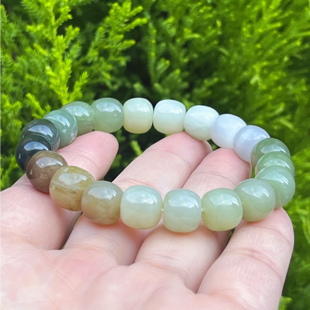 10mm Stretchable multicolor‎ natural jade bracelet